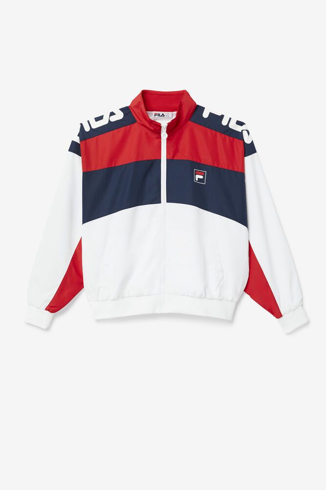 Fila Jacket Mens White/Navy/Red Franc - Ireland 78902-UHSQ